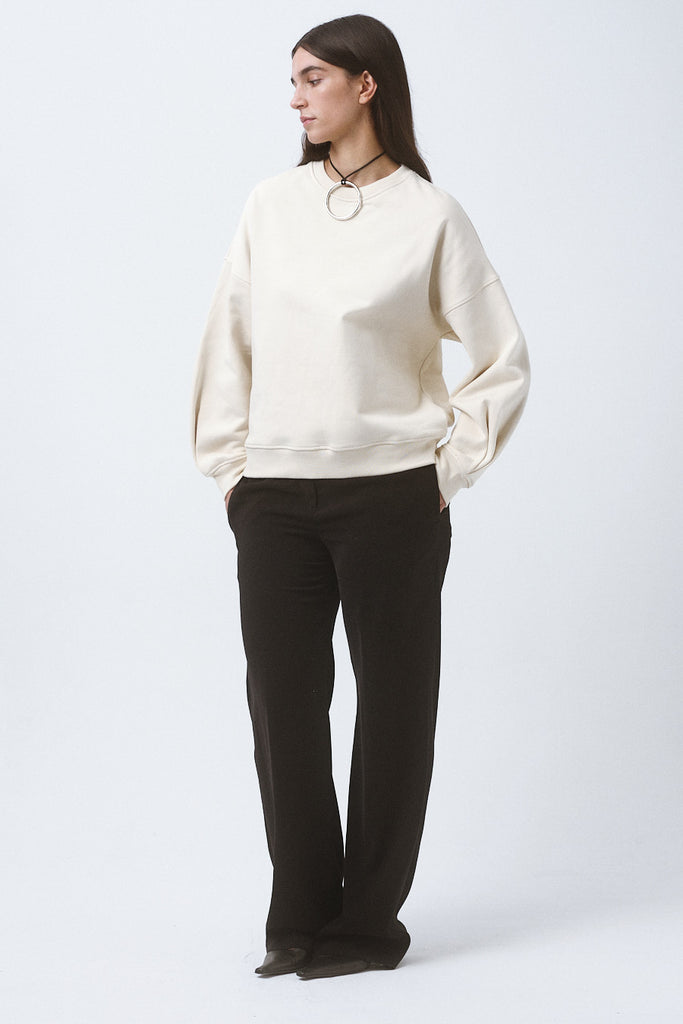 0012 organic sweater with pleated detail