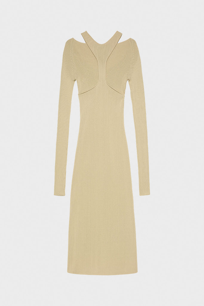 knit cut out dress long sleeve Out Of Office Long Sleeve Cut-Out Knit Mini Dress Olive