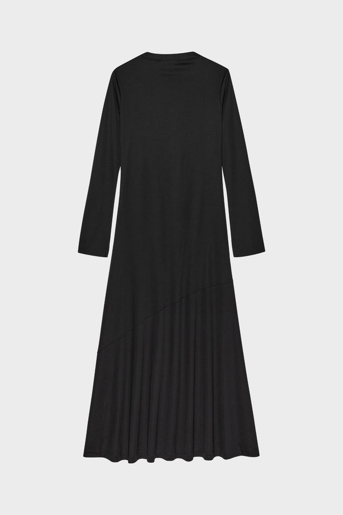 0053 long jersey dress with seam detail
