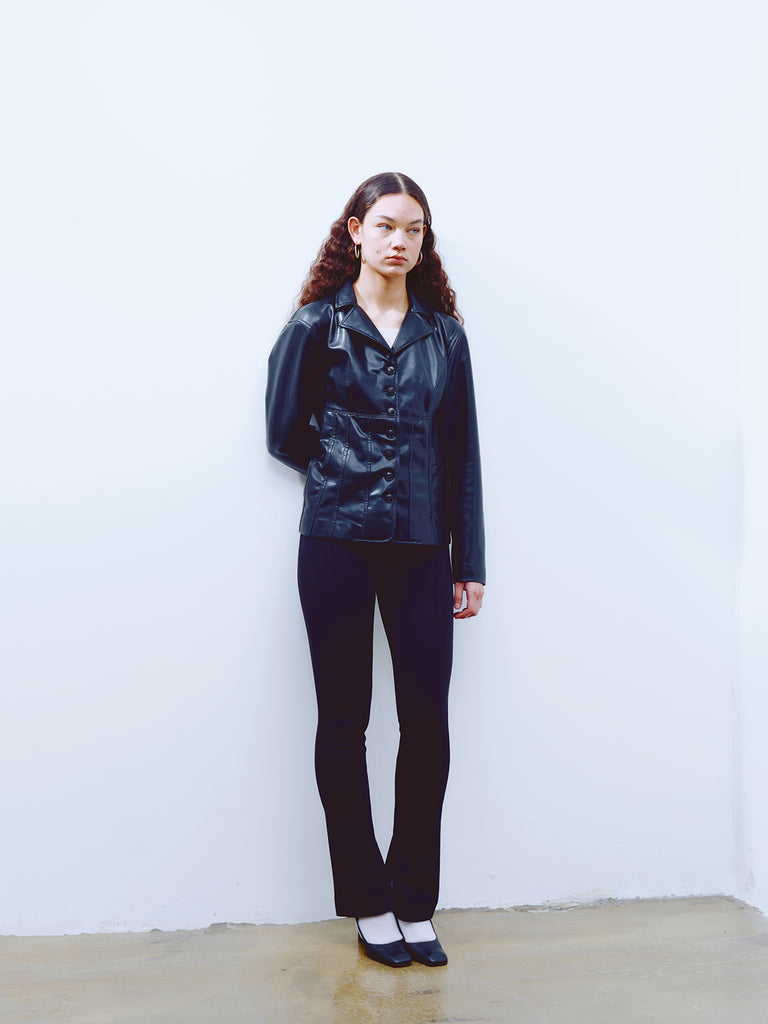 0190 leather look corset blazer
