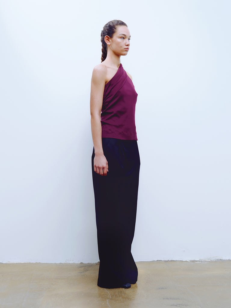 0057 one shoulder draped tee