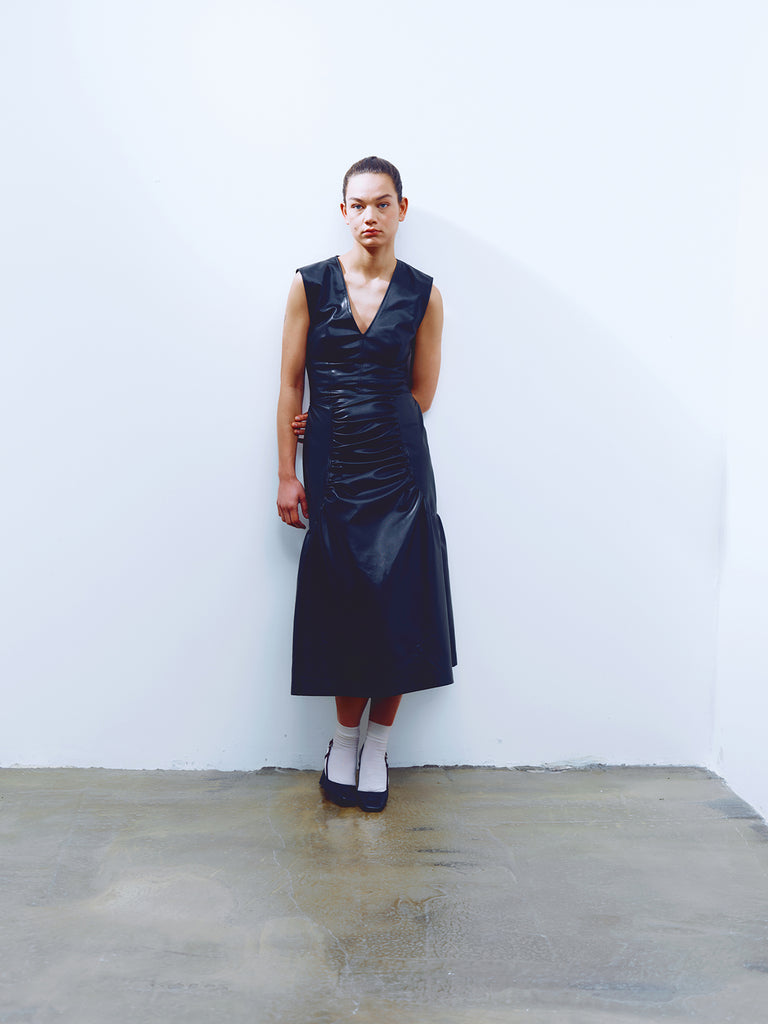 0191 leather look corset dress