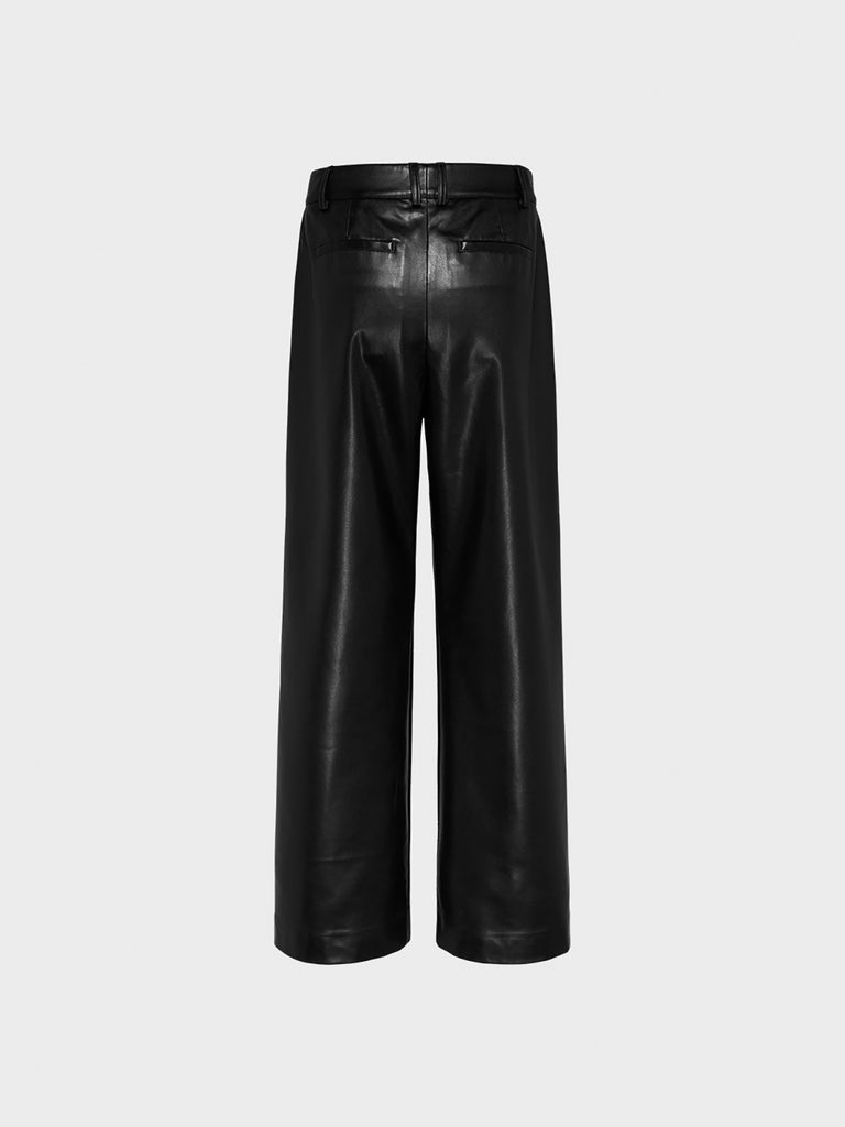 0197 leather look wide leg pants