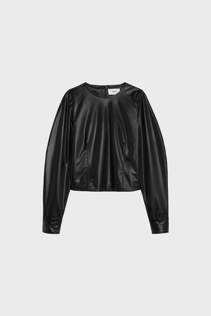 Sample sale - 0001 VEGEA leather look curved sleeve top