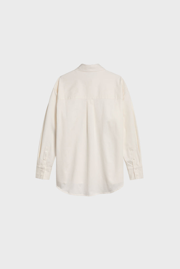 Core collection - 0010 organic cotton relaxed blouse pleated shoulder