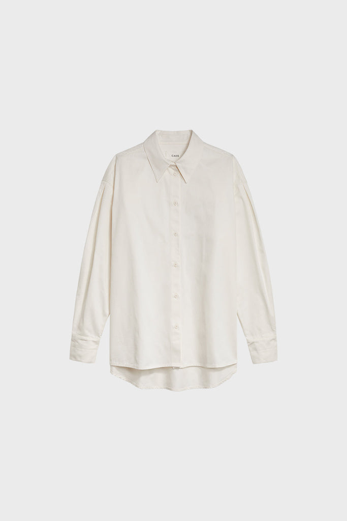 Core collection - 0010 organic cotton relaxed blouse pleated shoulder