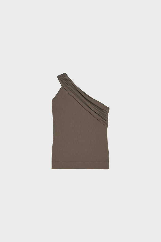 0057 one shoulder draped tee