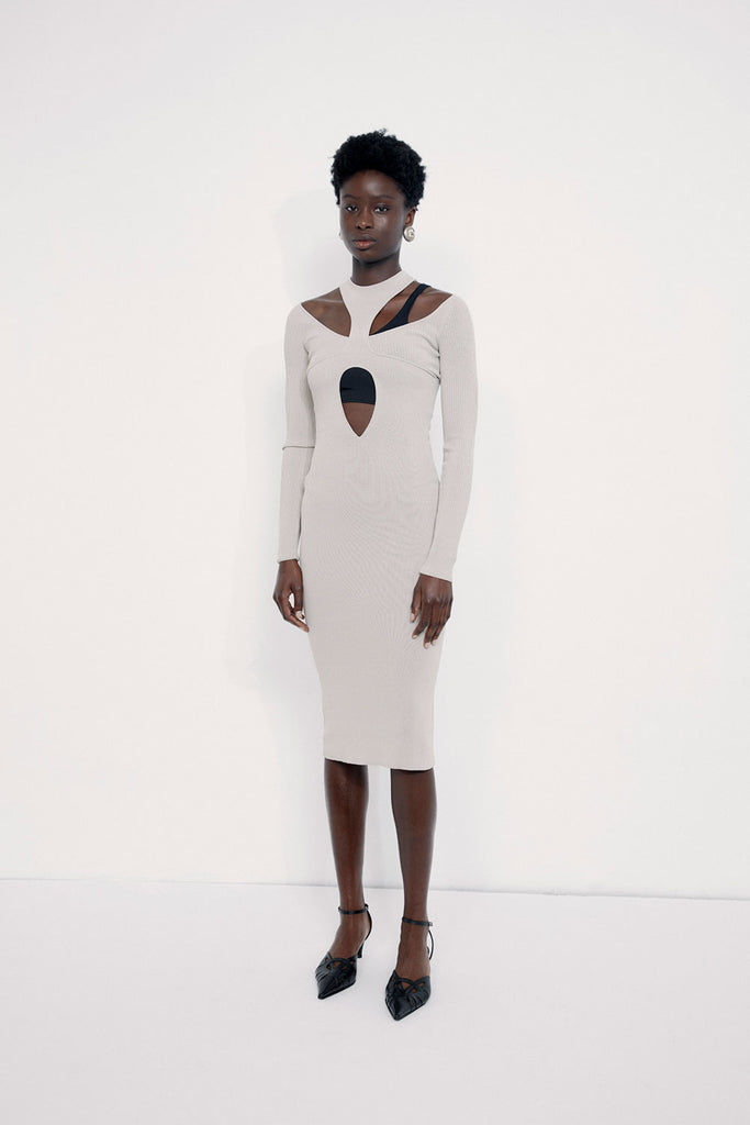 0071 layered knit cut-out dress