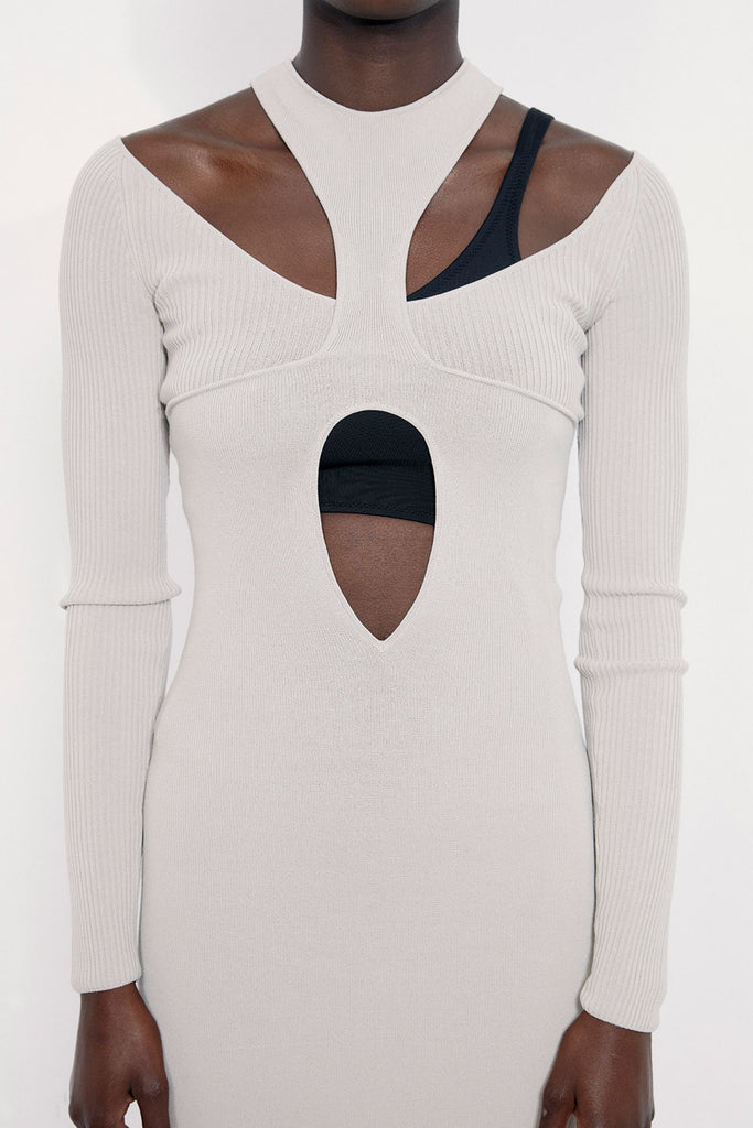 0071 layered knit cut-out dress