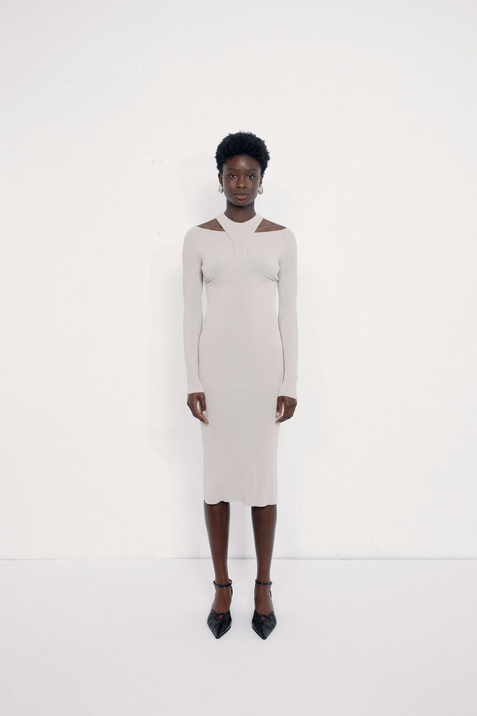 0071 layered knit cut-out dress