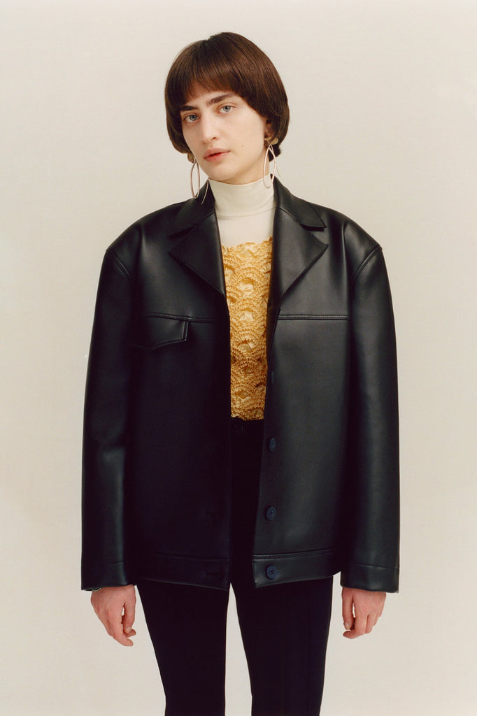 0048 cactus leather oversized blazer